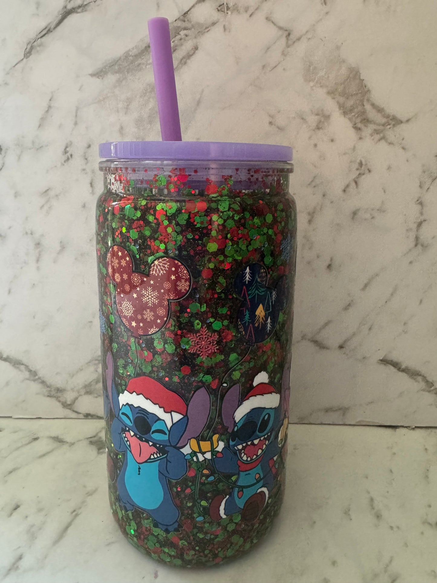 Blue Guy Christmas Snow Globe Tumbler
