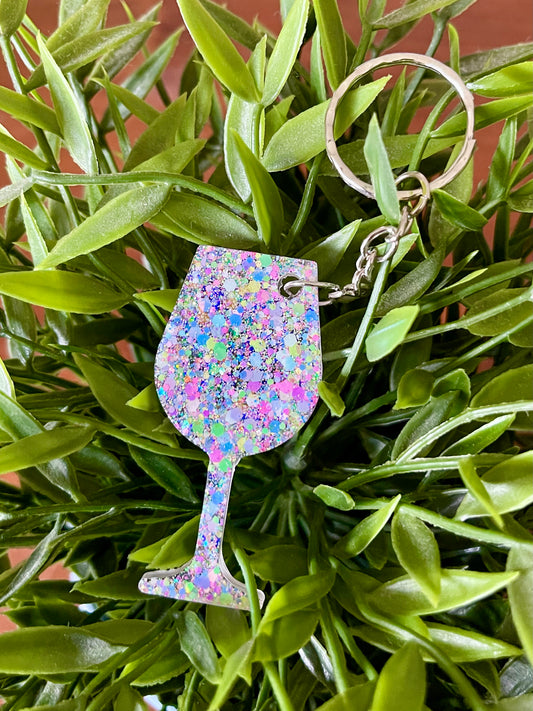 Wine Glass Keyring COTTON CANDY