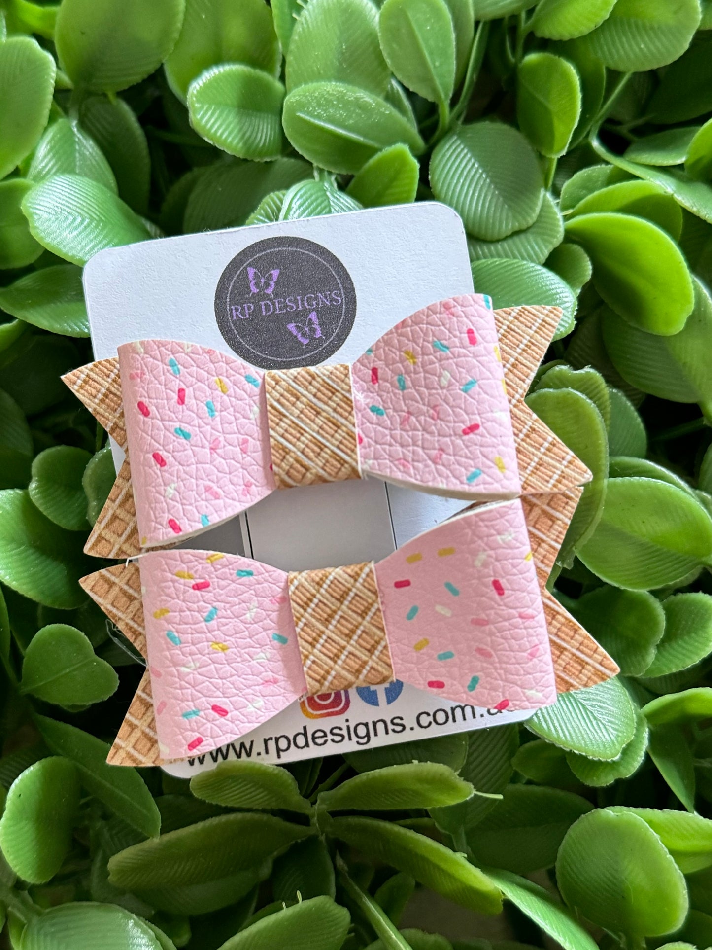 Pink Ice Cream with Sprinkle Bow Set