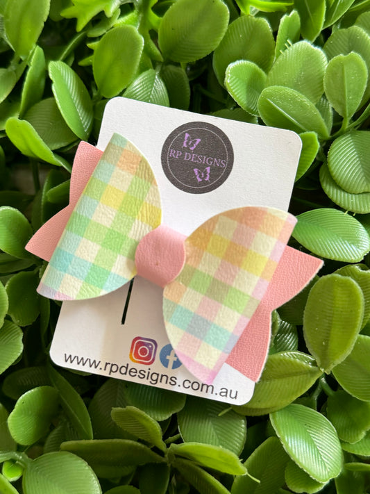 Rainbow Tartan Pattern Bow