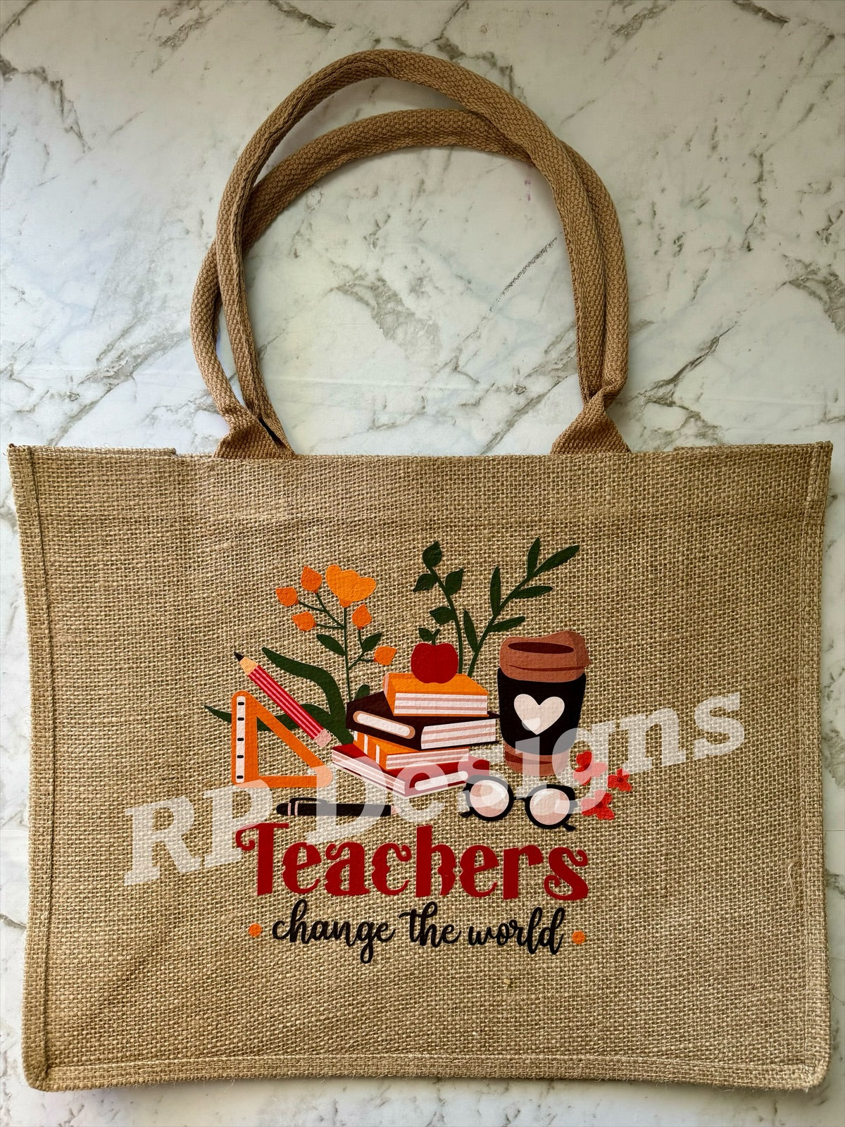 Teacher Burlap Tote Bags