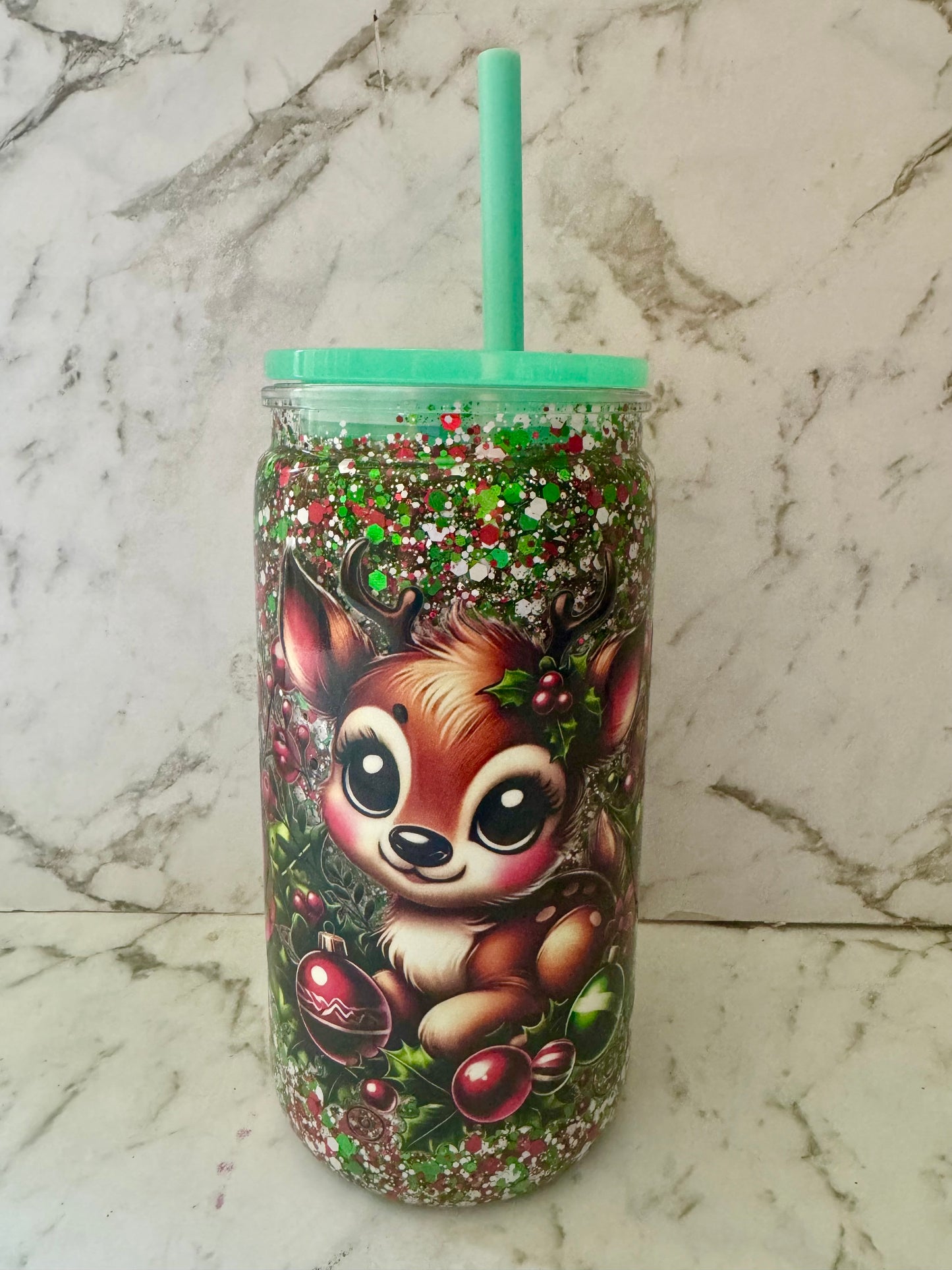 Reindeer Snow Globe Tumbler