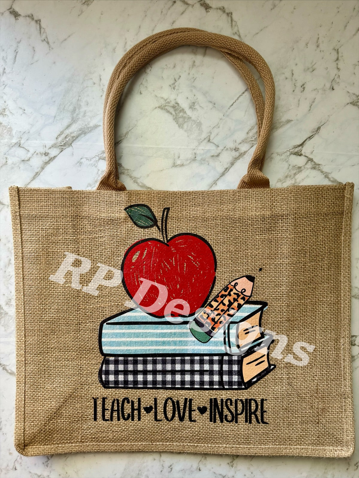 Teacher Burlap Tote Bags