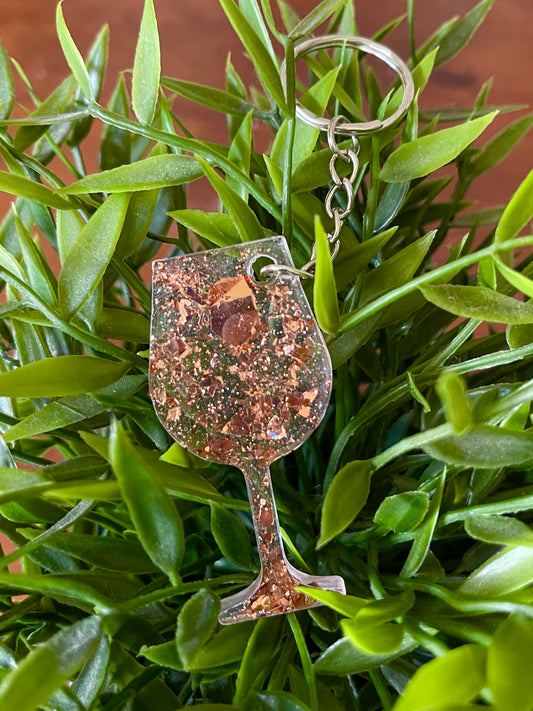 Wine Glass Keyring ROSE GOLD