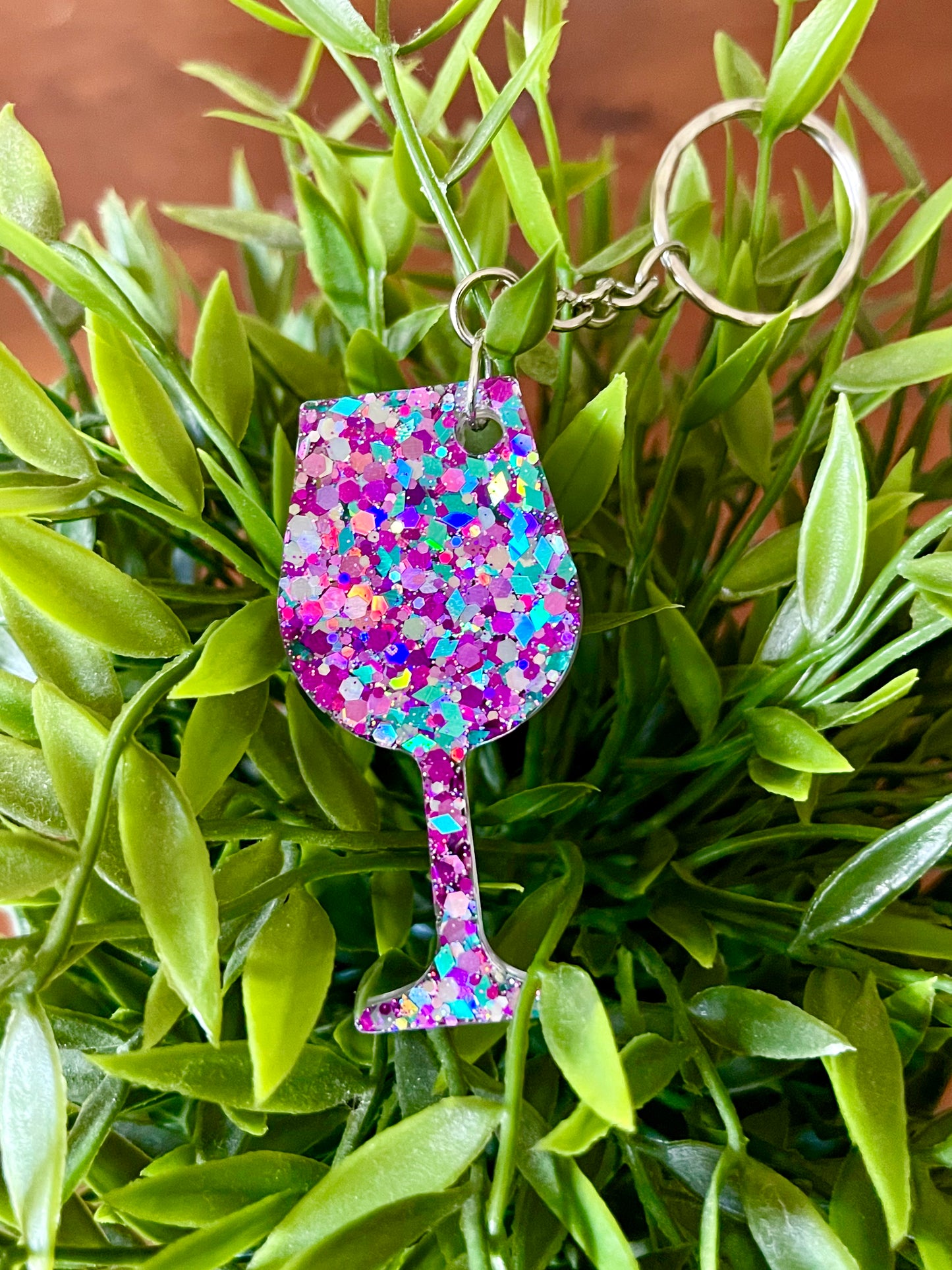 Wine Glass Keyring PURPLE RUSH