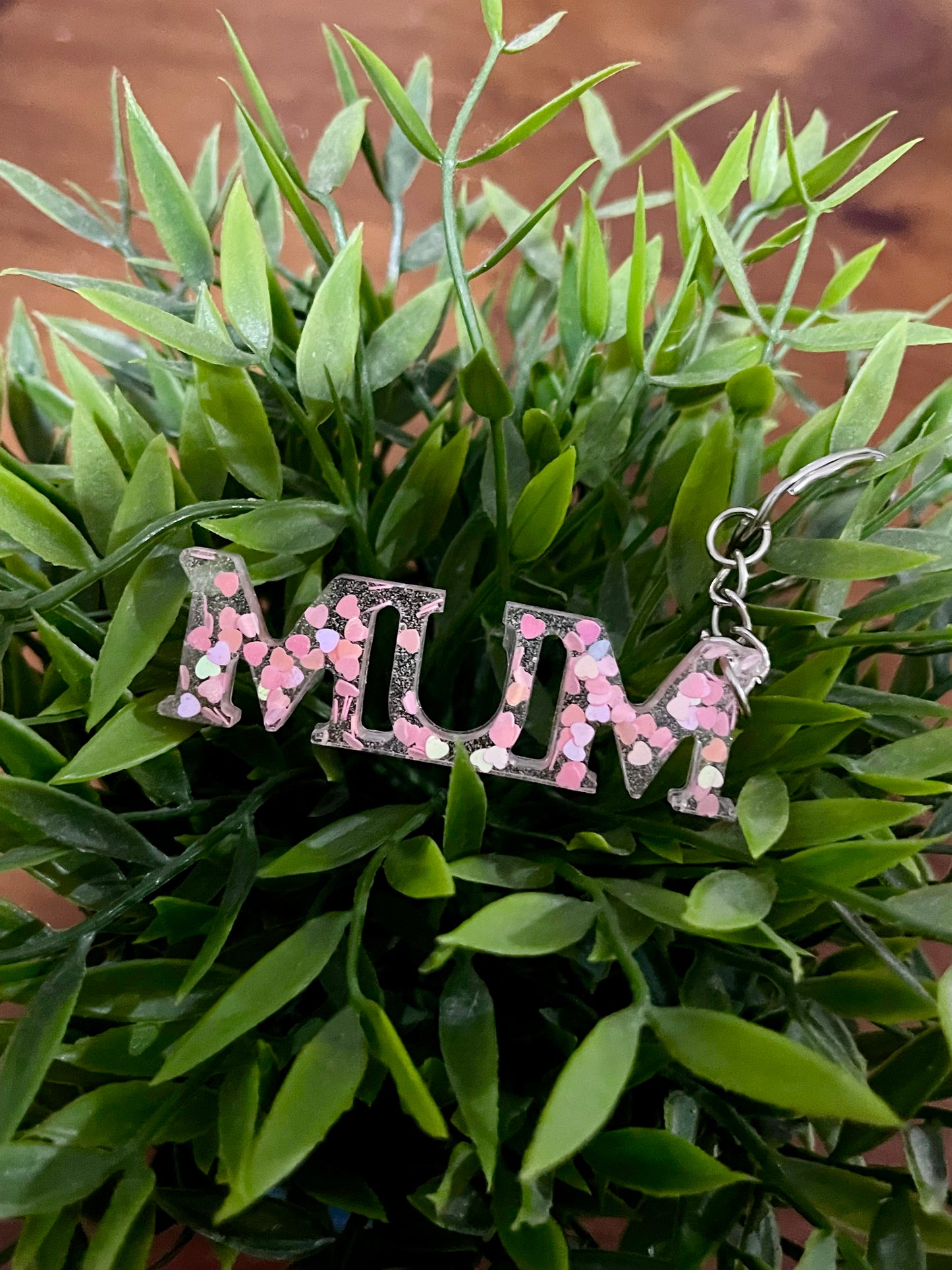 Mum Keyring PINK HEARTS