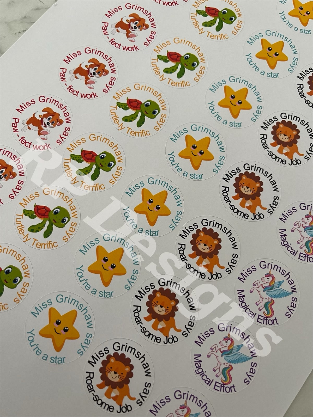 Personalised teacher stickers